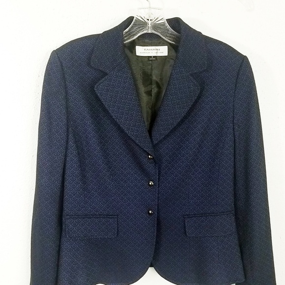 Tahari Women's Navy Blue French Shell Jacket Suit Coat Blazer - Picture 2 of 8